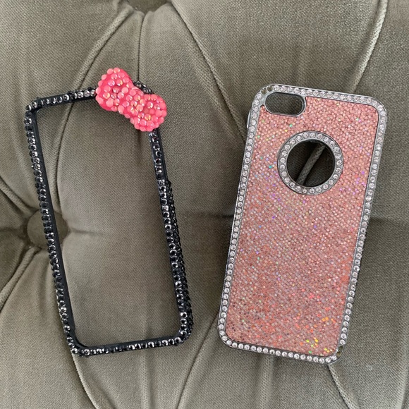 iphone SE 5/5S two phone cases embellished Claires GUC colorful rhinestone bow - Picture 1 of 6
